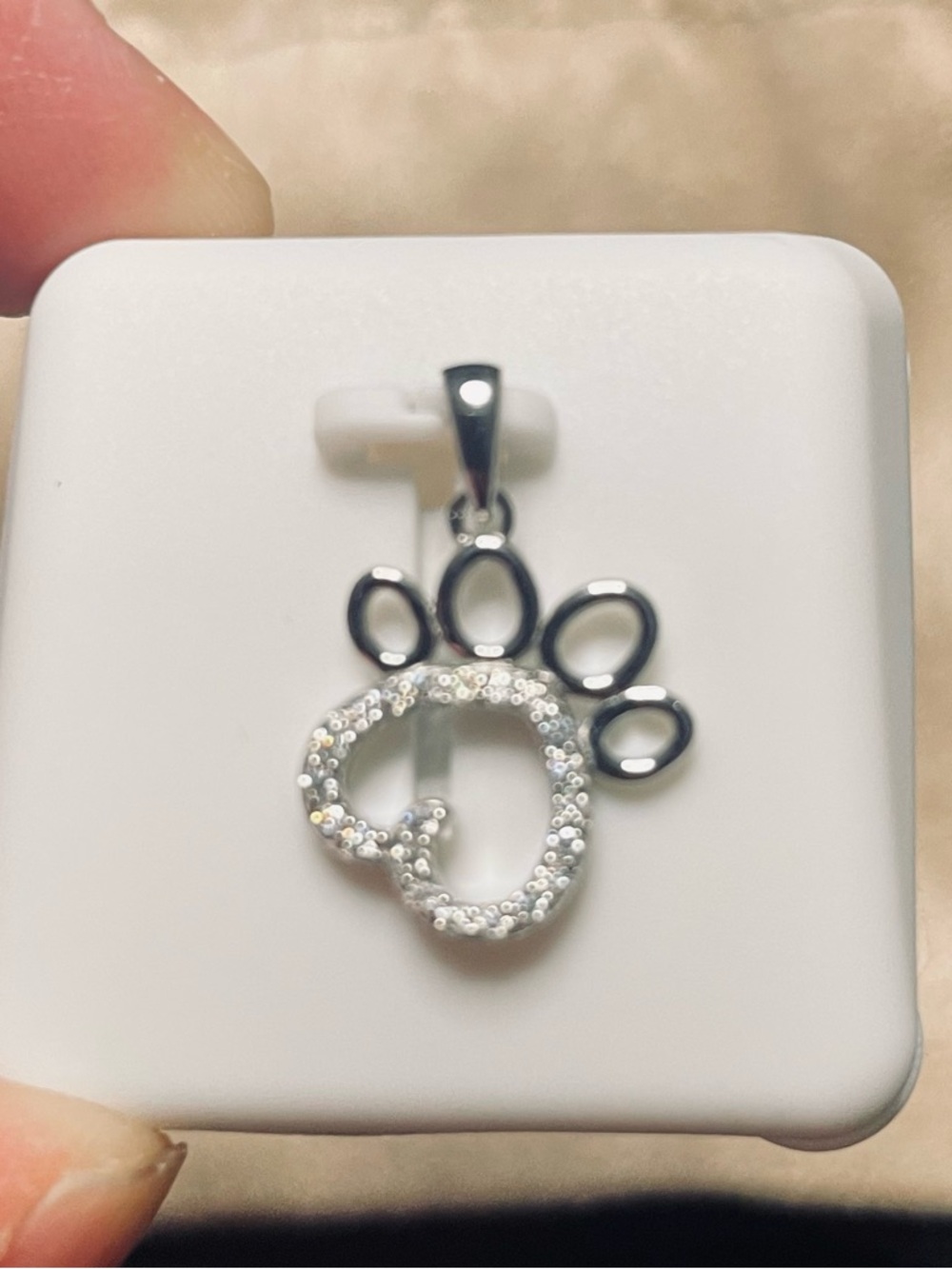 Moissanite 925 Silver Paw Print Pendant - Picture 6 of 6